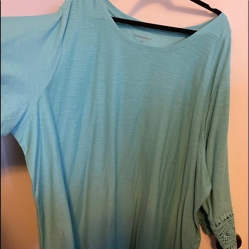 5x woman within quarter sleeve blouse cotton blend